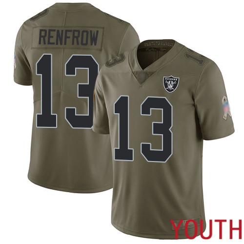 Oakland Raiders Limited Olive Youth Hunter Renfrow Jersey NFL Football #13 2017 Salute to Service Jersey